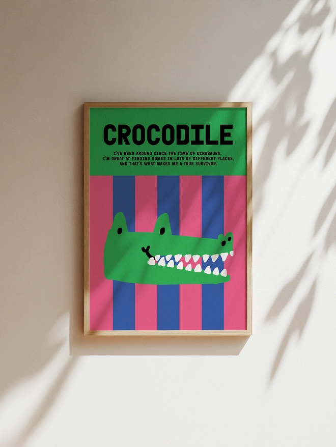 Crocodile Art Print - Framed Example