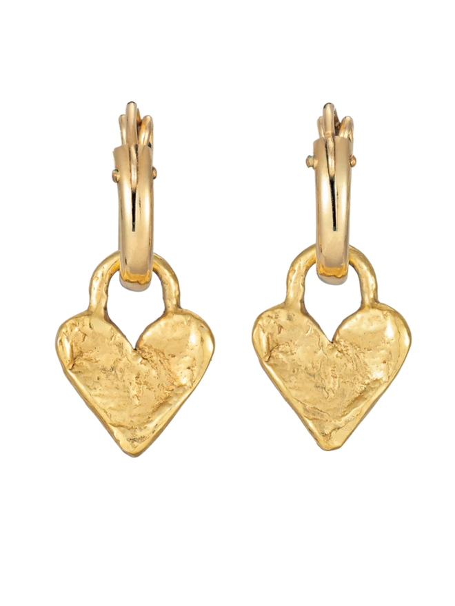 Gold hoop heart earrings