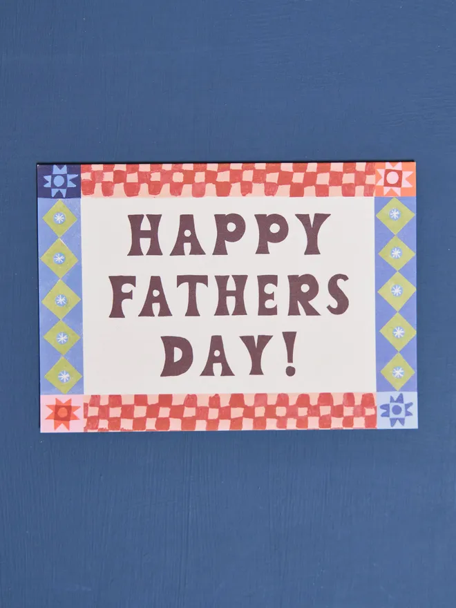 fathers day card on blue background