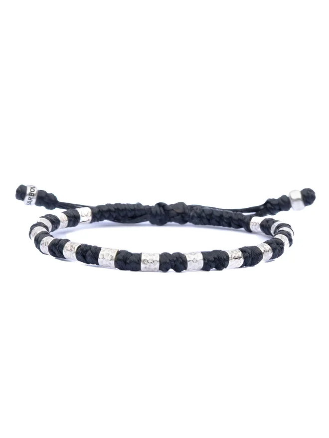 black cord and silver bracelet for women
