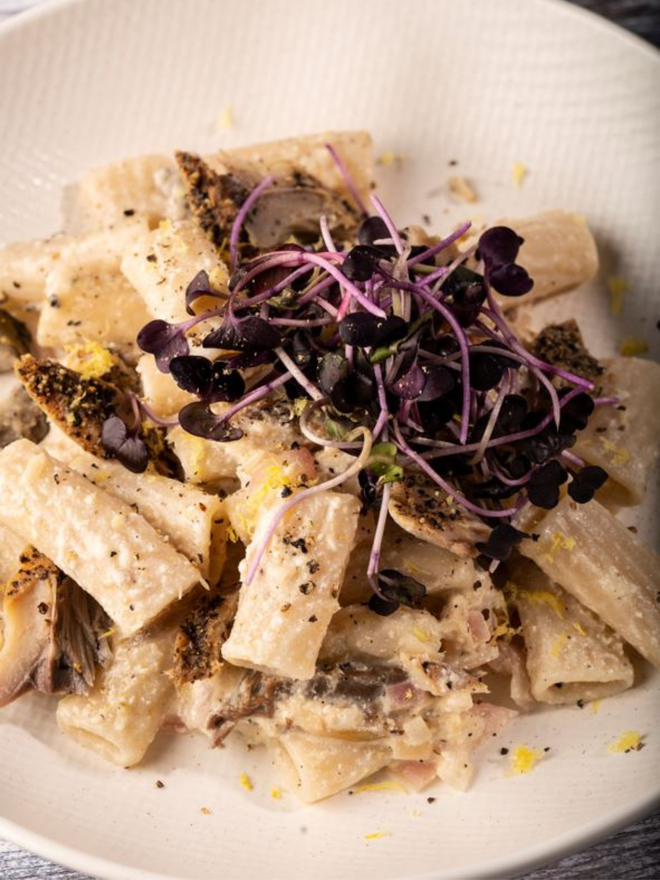 British made tortiglioni pasta lifestyle shot