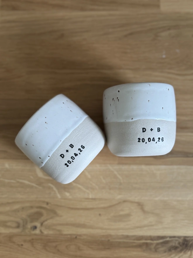 Personalised initials and date coffee ceramics cups 