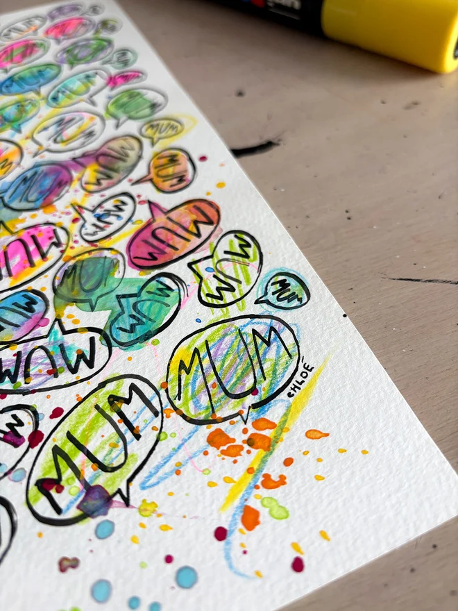 "Mum Mum Mum'' Handwritten Original Artwork