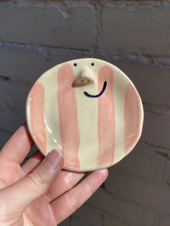 Blush stripe trinket tray