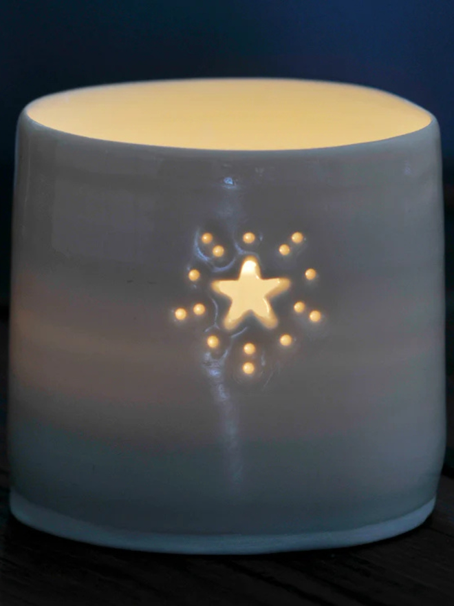 Starburst porcelain tea light