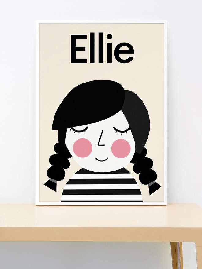 illustrated personalised portrait with name