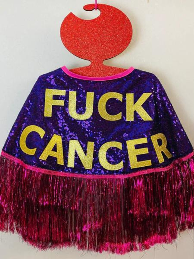 Fuck cancer sequin cape