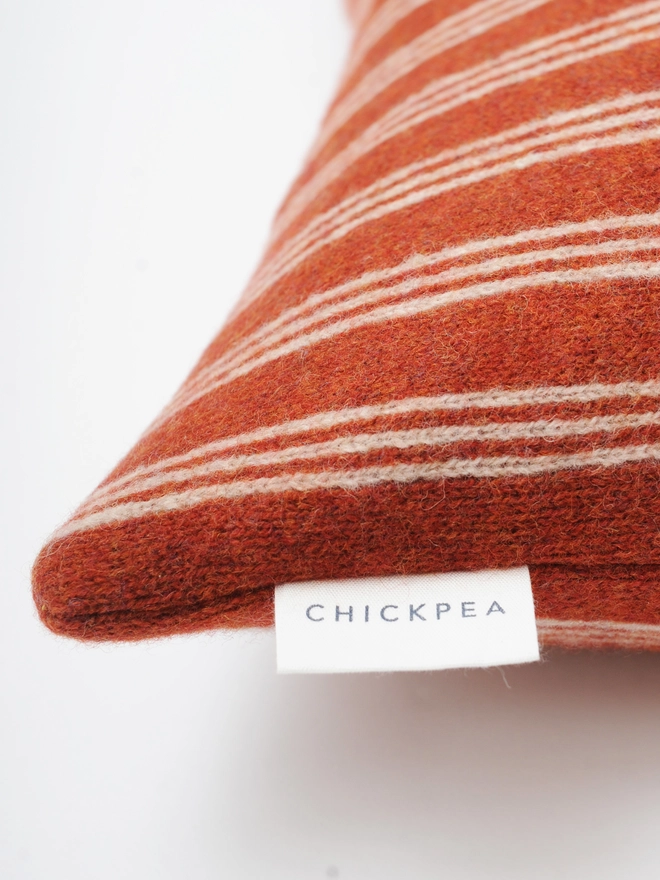 stripe rust red lambswool cushion