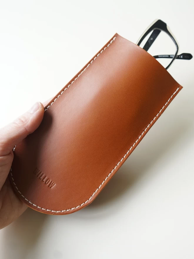 Brown leather glasses case 