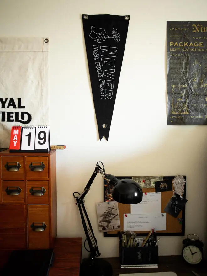 'Never Lose Your Flame' Vintage Style Cotton Canvas Pennant 