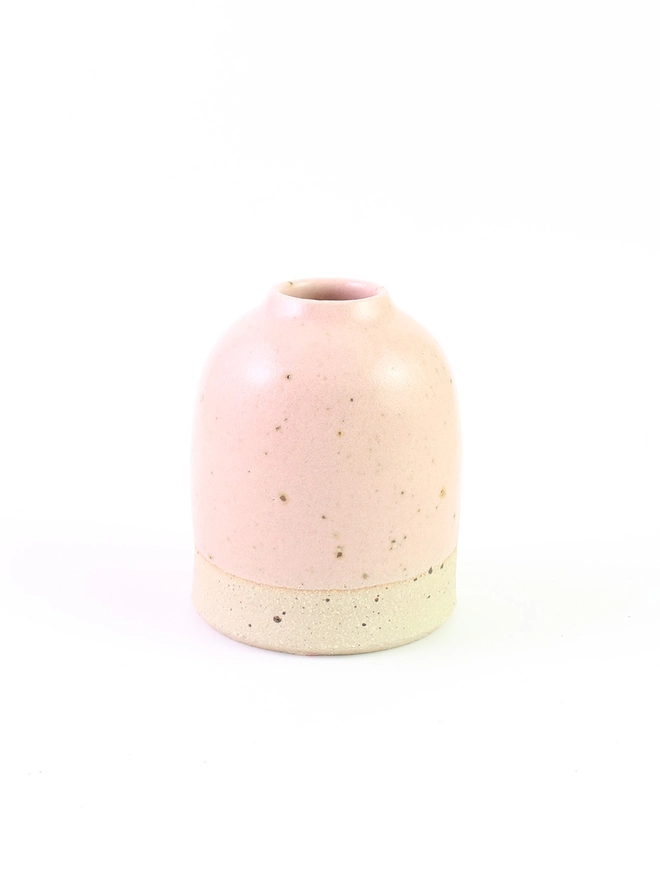 small pink handmade fleck stoneware vase