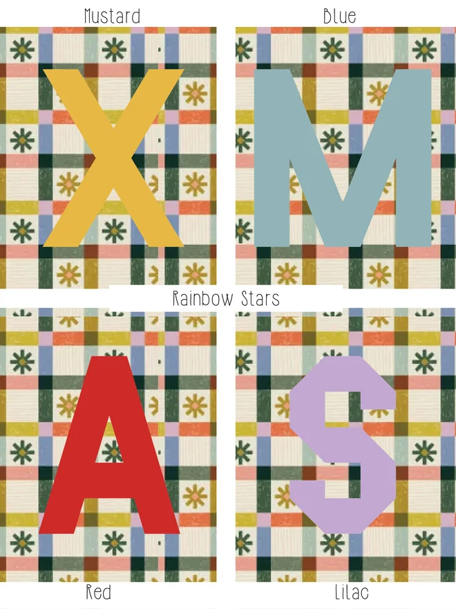 Cooper and Fred Christmas Stocking in Rainbow Stars Print Letter Colour Choices
