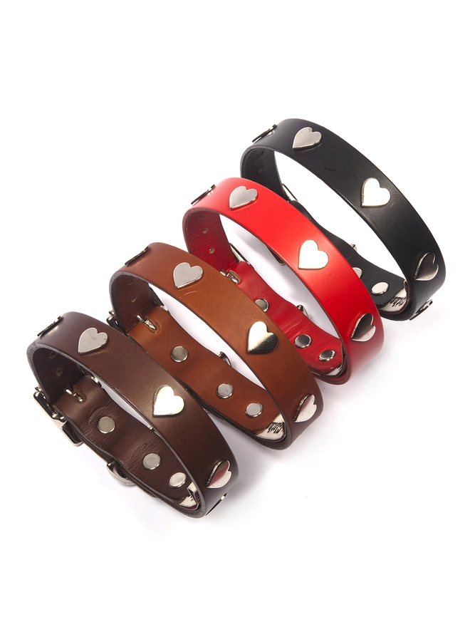 Creature Clothes Heart Studded Leather Dog Collars