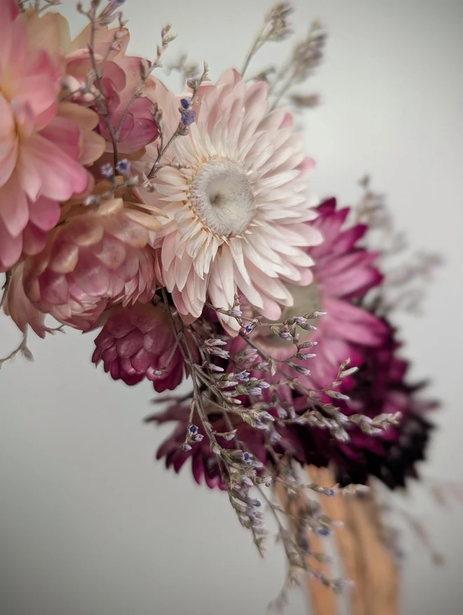 Dried flower detail on wreath