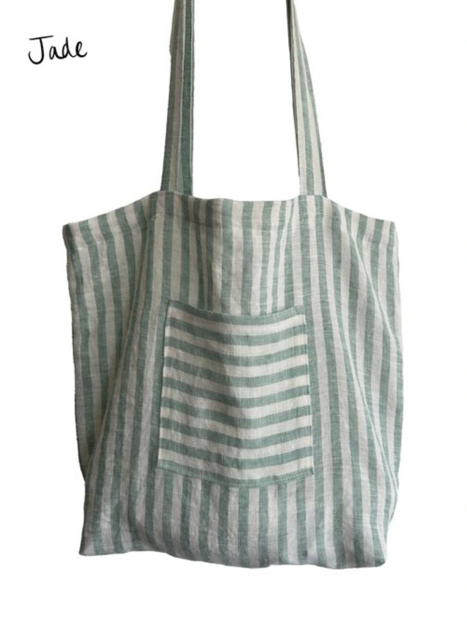 Striped Linen Beach Bag