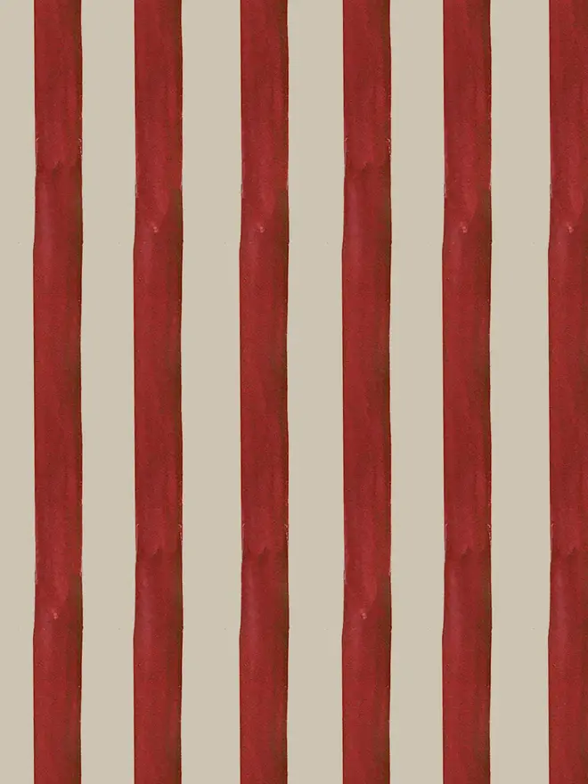 circus stripe painted wallpaper. red and white striped wallpaper.