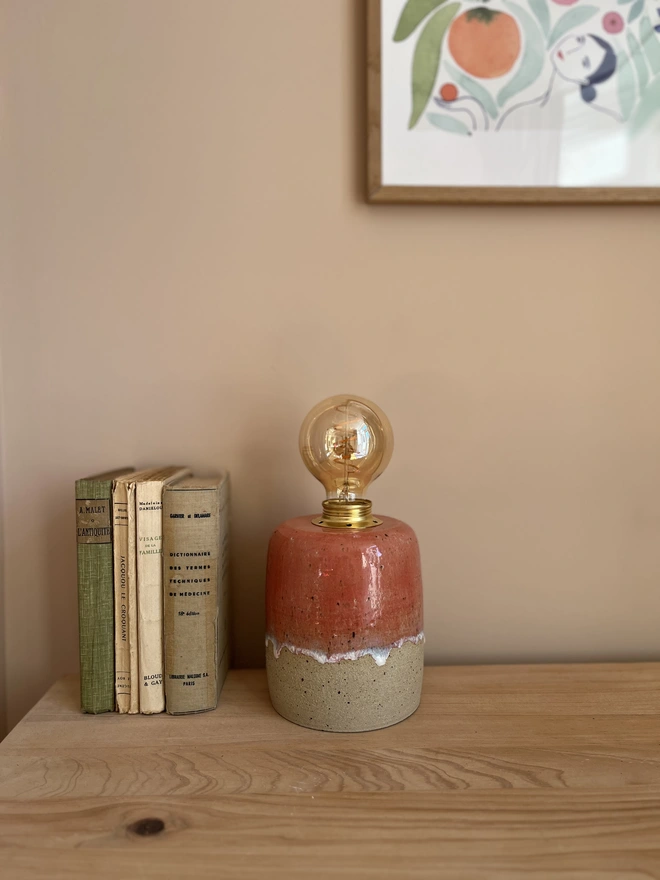 Ceramic Speckled Stoneware Pink Glaze Table Lamp