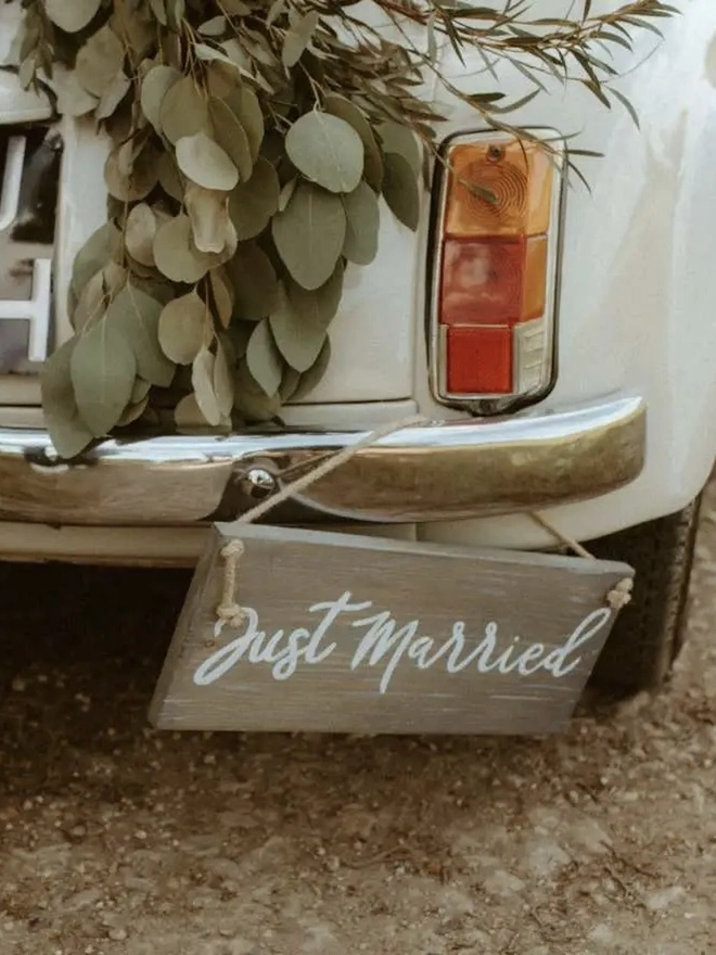 'Just Married' Personalised Wooden Sign