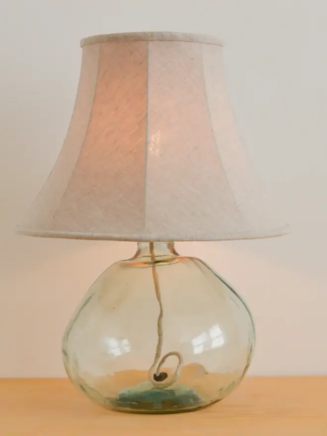 Natural Linen Empire Soft Lampshade with glass base