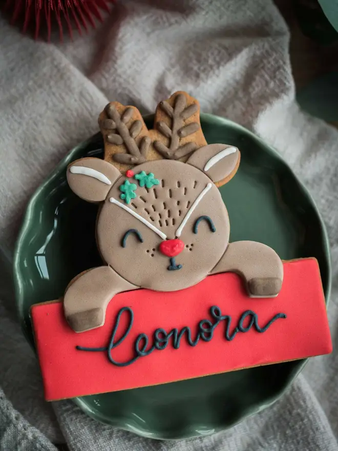 Personalised reindeer biscuit