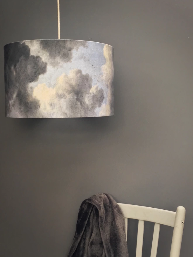 An original design lampshade made with  an exclusive cloud fabric 