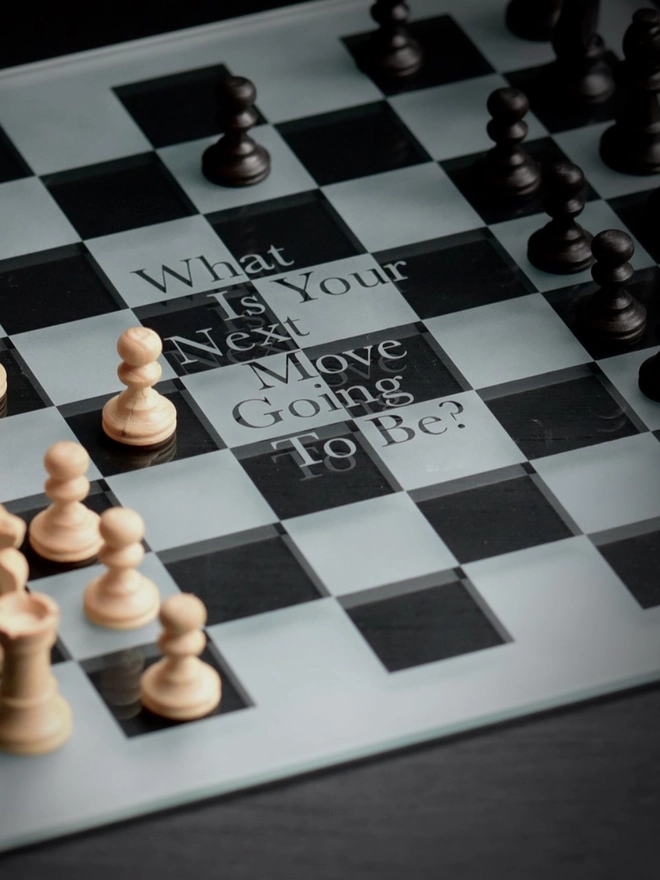 Etched glass chessboard