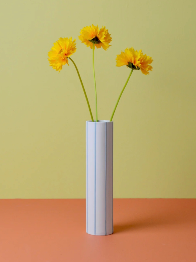 Striped Vase. A blue striped vase.