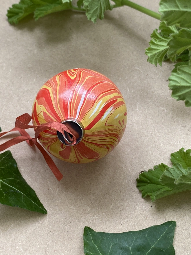 Hand-marbled ceramic bauble