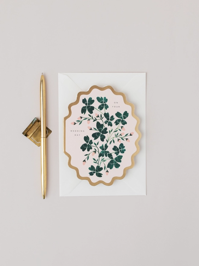 ON YOUR WEDDING DAY BOTANICAL SCALLOP DIE CUT CARD
