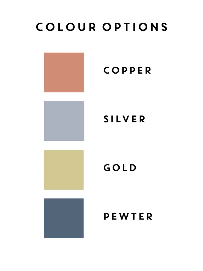 Metallic Hand Stamped Leather Personalised Coaster Colour Chart