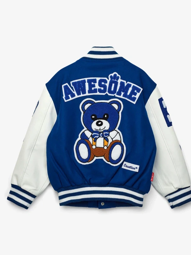 Awesome Letterman Blue Snap Front Jacket 