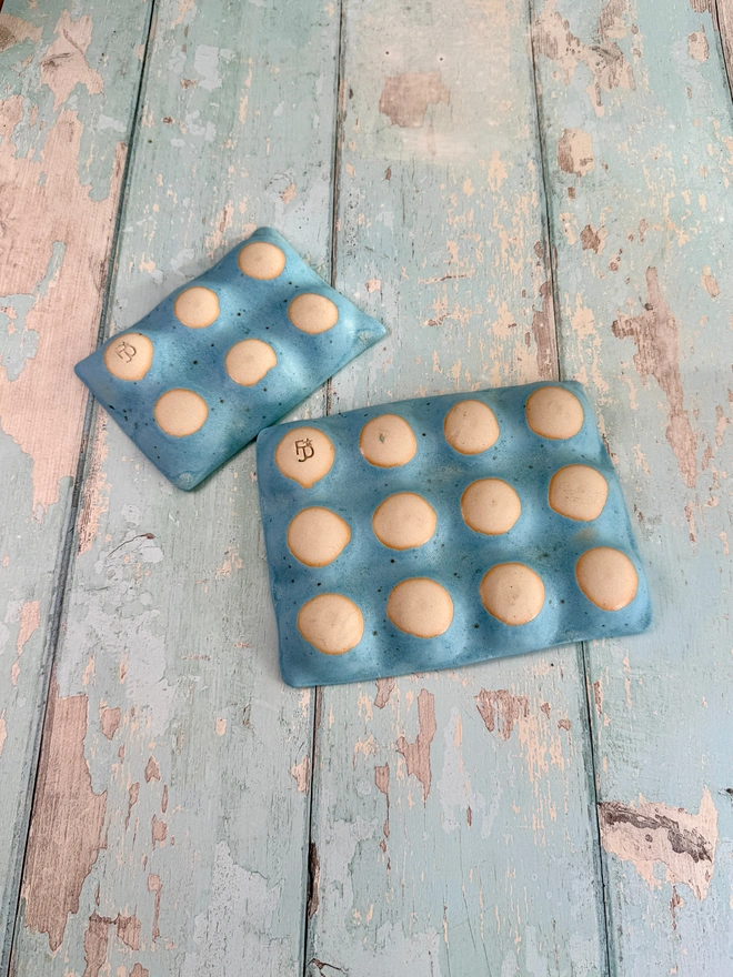 Blue Ceramic Egg Tray kitchen storage 