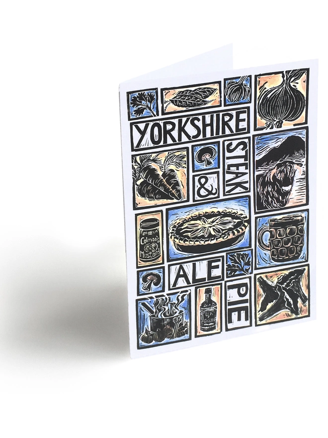 Yorkshire-steak-ale-pie-greetings-card-illustrated-recipe-cooking-instructions-lino-cut-kate-guy