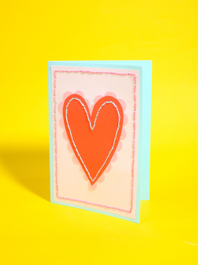  Hand Stitched Heart Cards