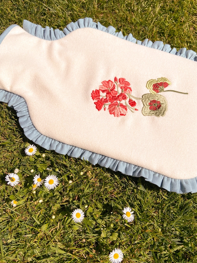 Geranium hot water bottle front
