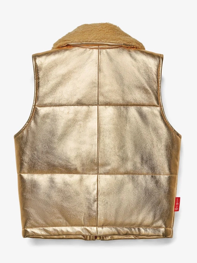 Starlight Gold Padded Front Zip Leather Gilet