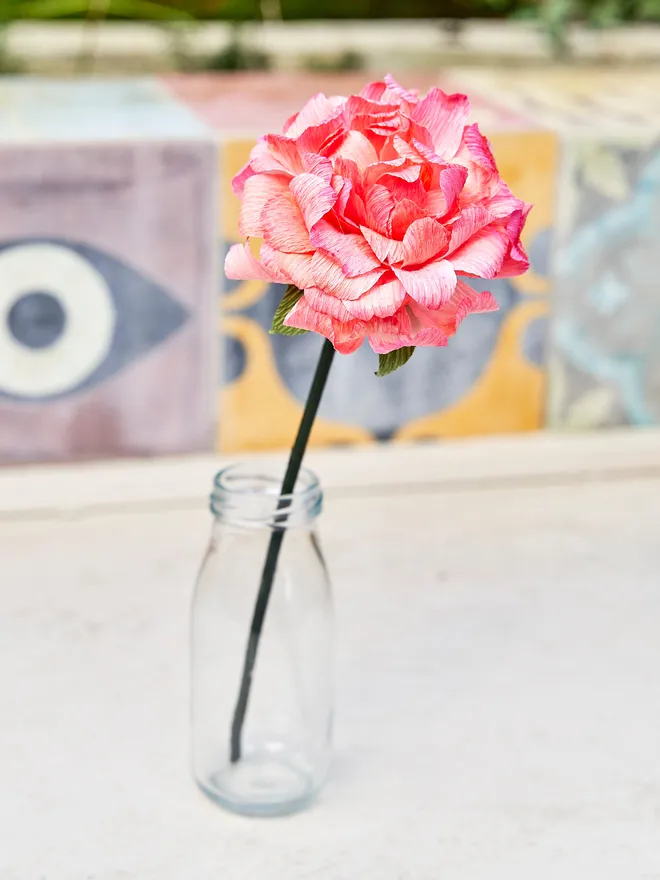 Crepe pink paper rose