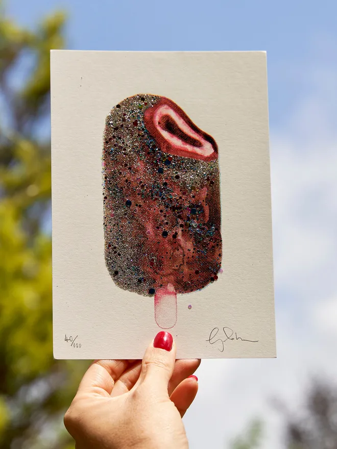 Mini nobly bobbly ice cream glitter screen print