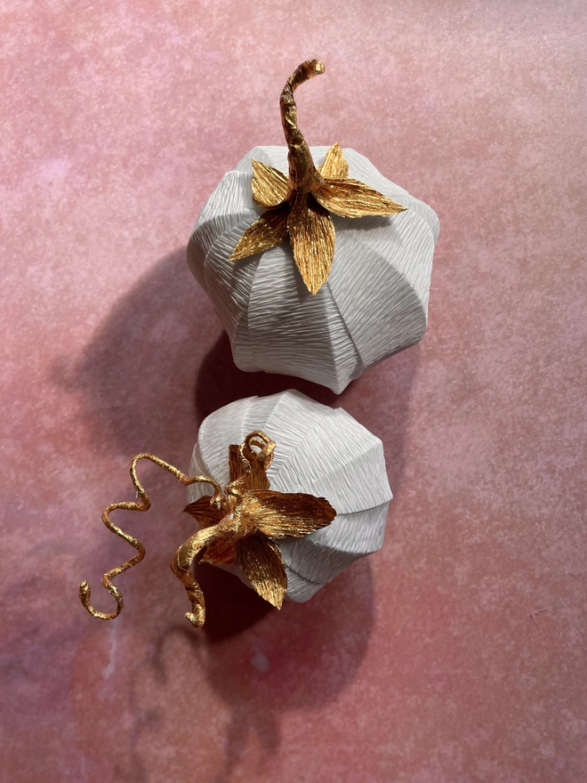 White and Gold Autumnal Pumpkin Decorations
