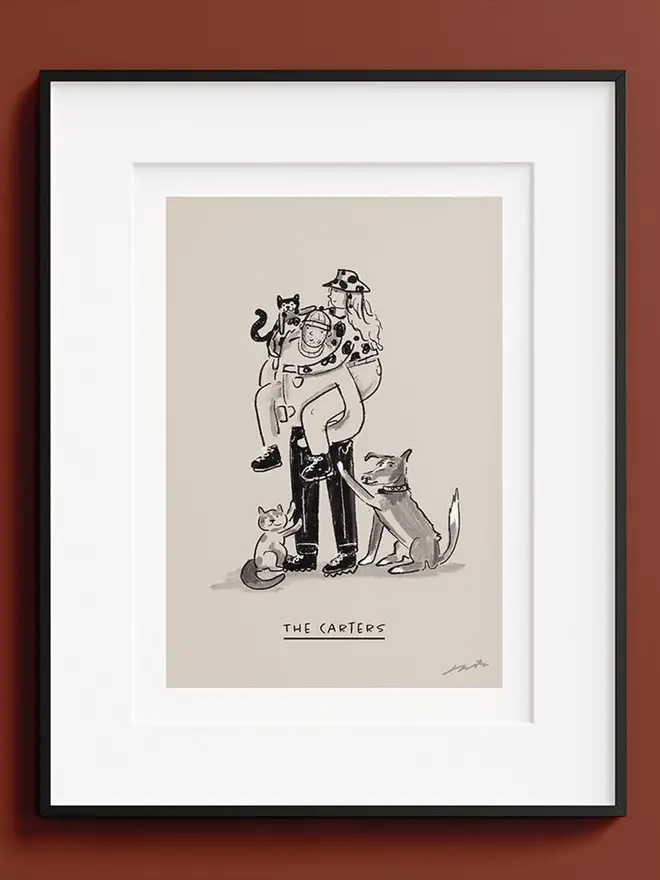 custom line drawing family portrait