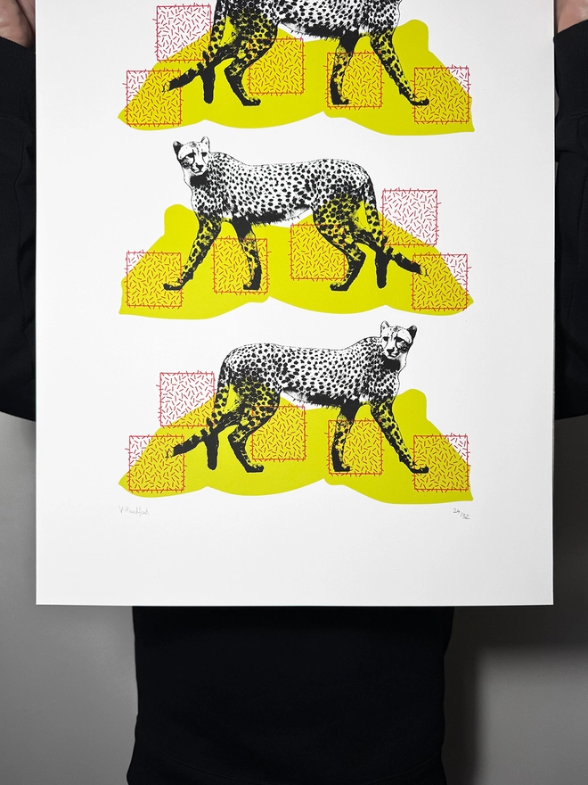 A Coalition of Cheetahs - Screen Printed Poster - close up bottom