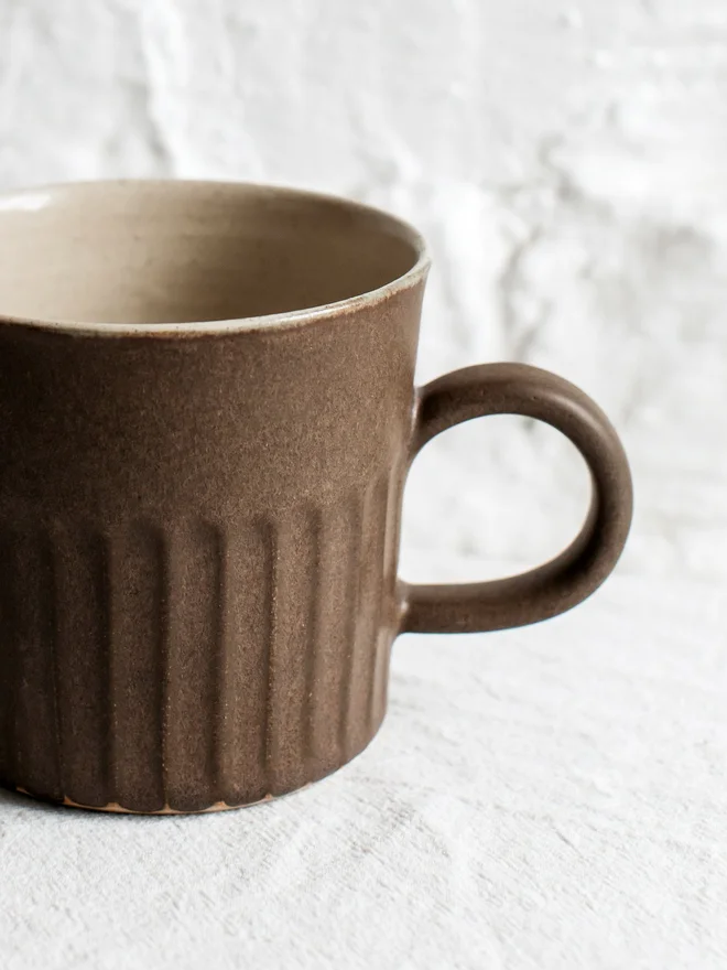 Large Fluted Ceramic Mug