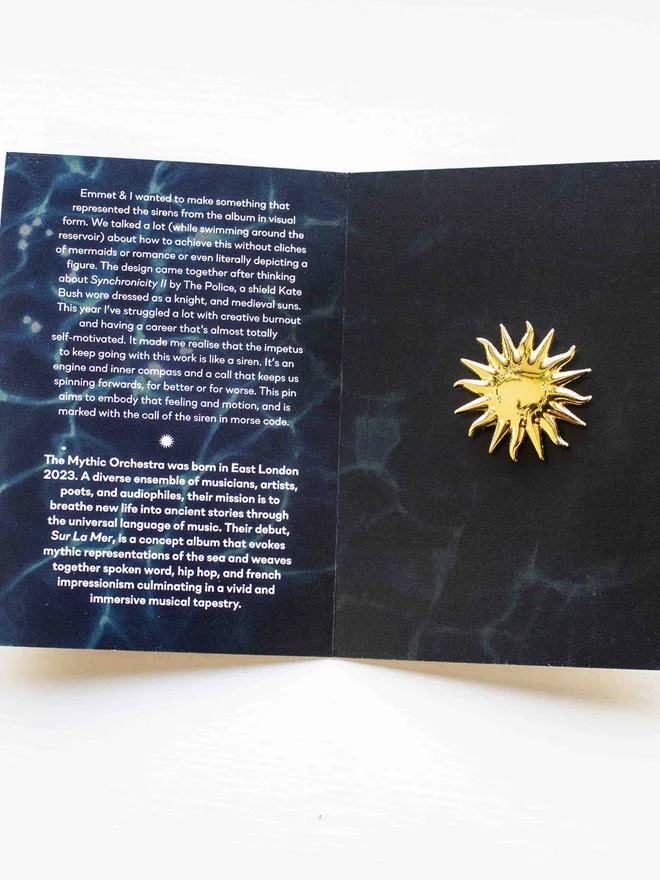 siren sun spinning enamel pin