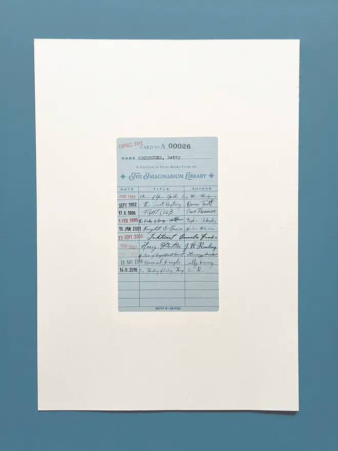 personalised library card print