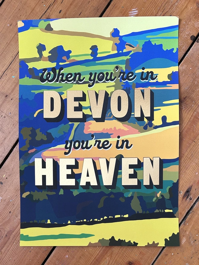 Painted by Amy Gold Foil Print When You're In Devon You're In Heaven