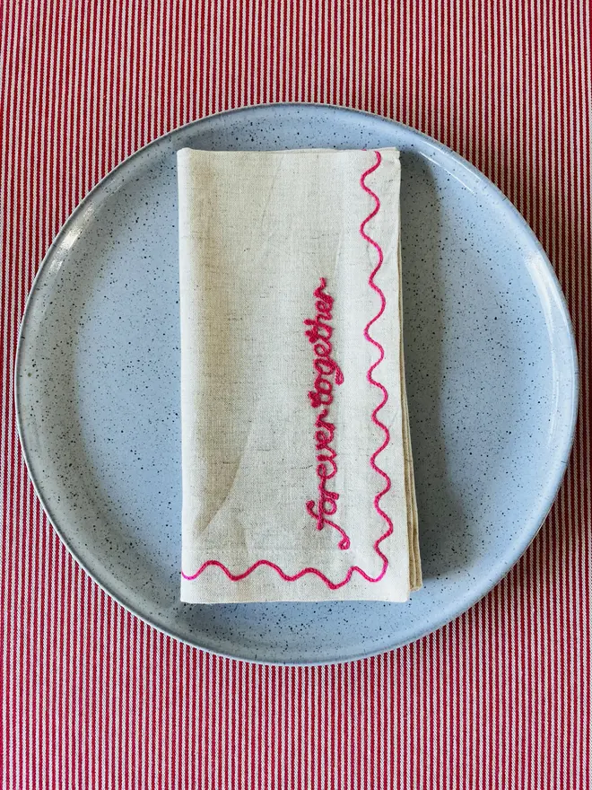 Individual Embroidered Valentines Napkins