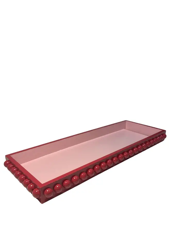 Red and Pink Bobbin Style Decorative Tray