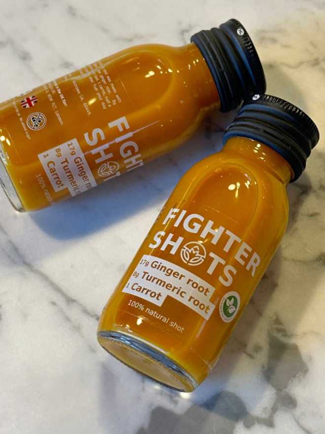 Organic Cold Pressed Carrot, Ginger & Turmeric Shots