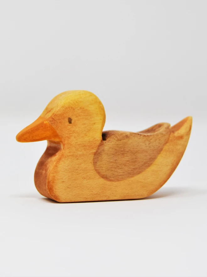  Handmade ecofriendly wooden toy figurines, female duck toy figures made by hand by Eric and Albert made in Wales, UK