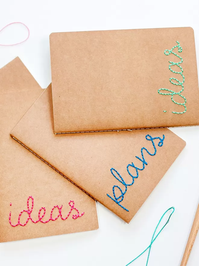 Hand embroidered notebooks